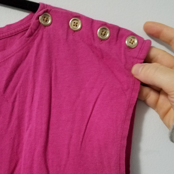 Talbots fuschia button shoulder top, L - Picture 3 of 7